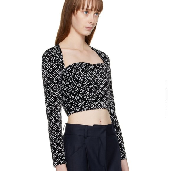 ROKH Black Corset Blouse Size 36 - Picture 2 of 4